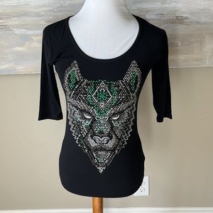 Ay Guey, Mexican designer rhinestone embellished tshirt